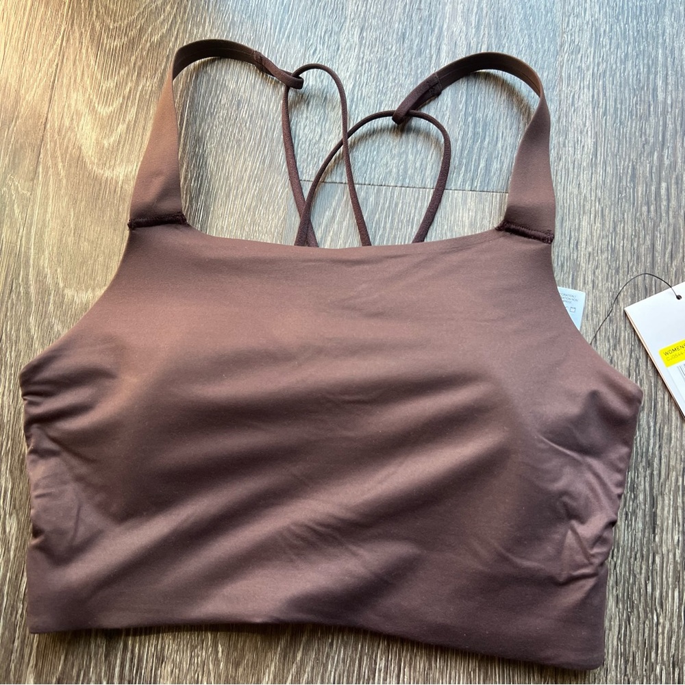 Nike Swoosh Luxe Sports Bra Top - Chocolate